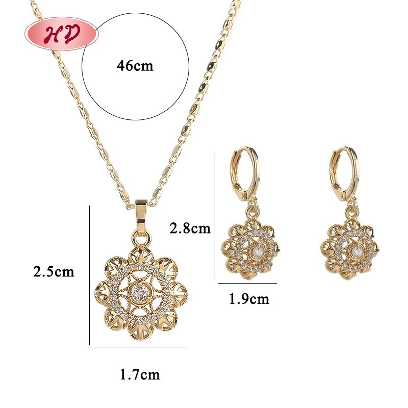 18K Gold Plated Jewelry Set | Elegant Floral Design Earrings and Necklace for Women