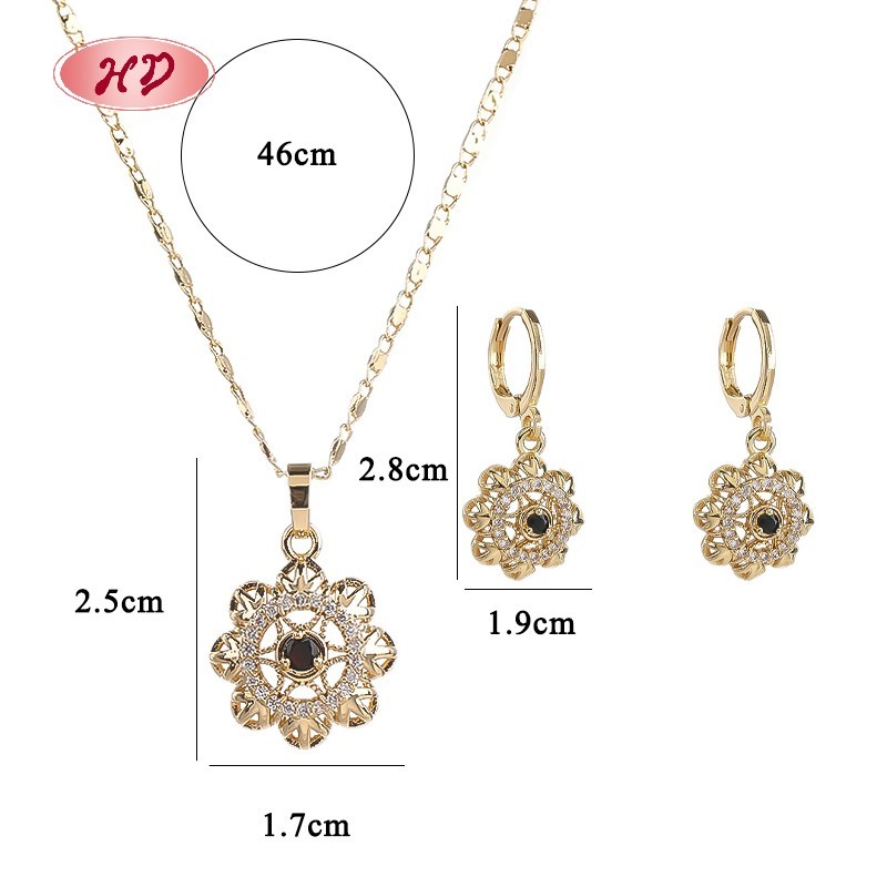 18K Gold Plated Jewelry Set | Elegant Floral Design Earrings and Necklace for Women