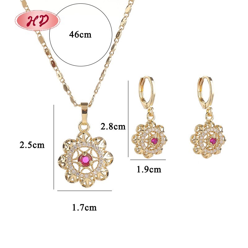 18K Gold Plated Jewelry Set | Elegant Floral Design Earrings and Necklace for Women