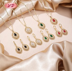 Conjuntos de joyas de cobre y circonita de oro de 18 quilates | Para aniversarios | Románticos  Pendientes y collar