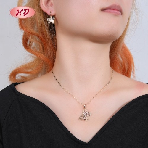 18K Gold Plated Copper Alloy Cz Cute Butterfly Jewelry Sets | Women's Wholesale Moq 6 Pieces | Daily Wear Birthday Gifts