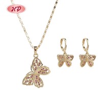 18K Gold Plated Copper Alloy Cz Cute Butterfly Jewelry Sets | Women's Wholesale Moq 6 Pieces | Daily Wear Birthday Gifts