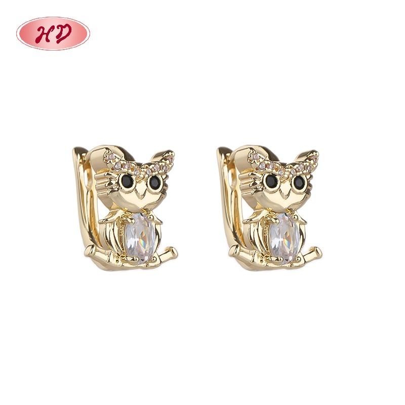18K Gold Plated Cat Huggie Earrings