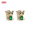 18K Gold Plated Cat Huggie Earrings | Brass Earring with Zirconia for Women | Cute Earrings for Daily Wear and Gift
