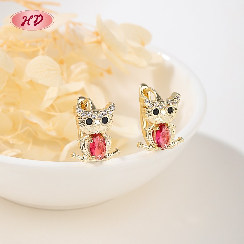 18K Gold Plated Cat Huggie Earrings