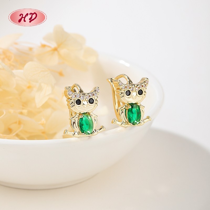 18K Gold Plated Cat Huggie Earrings