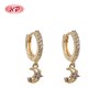 Hengdian Jewelry 18K Gold Plated Star Moon Huggie Earrings | Cubic Zirconia Copper Alloy | Women's Fashion Earrings