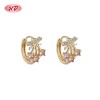 Hengdian Jewelry Classic 18K Gold Plated Cherry Earrings | Cubic Zirconia Copper Alloy | Women's Wedding Earrings
