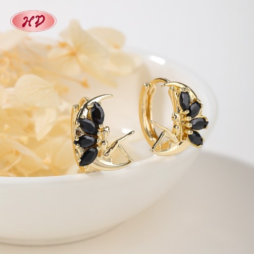 Novedad: Pendientes chapados en oro de 18 quilates | Joyas de moda con circonitas para mujer | Regalos informales