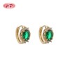 Casual Jewelry 18K Gold Plated Round Earrings | Brass Jewelry with Colorful Zircon | Minimalist for Women Office Wear