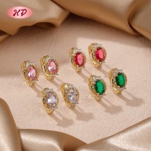 Casual Jewelry 18K Gold Plated Round Earrings | Brass Jewelry with Colorful Zircon | Minimalist for Women Office Wear