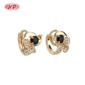 Boucles d'oreilles éléphant plaquées or 18 carats originales | Style rétro en zircone cubique pour anniversaire