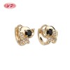 Hengdian Jewelry Original 18K Gold Plated Embossed Elephant Earrings | Cubic Zirconia Retro Style for Anniversary Gifts