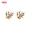 Hengdian Jewelry Original 18K Gold Plated Embossed Elephant Earrings | Cubic Zirconia Retro Style for Anniversary Gifts