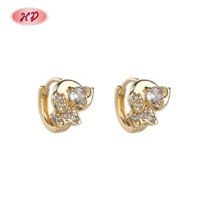 Pendientes originales con elefante chapados en oro de 18 quilates | Estilo retro con circonitas cúbicas para aniversario