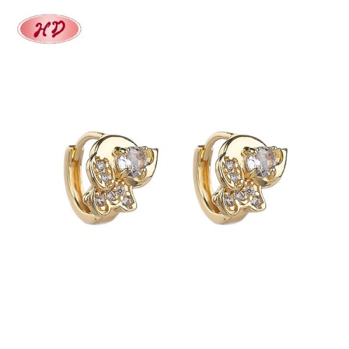 Pendientes originales con elefante chapados en oro de 18 quilates | Estilo retro con circonitas cúbicas para aniversario
