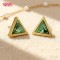 18K Gold Plated Green Zircon Triangle Stud Earrings | Office Commuter Jewelry Wholesale | Women's Earring for Gift Daily