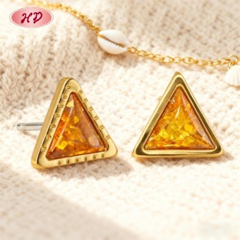 Multi Purpose Triangle Studs | Copper Alloy Stud Earrings Wholesale | Women's Casual Daily Jewelry with 18k Gold Plated
