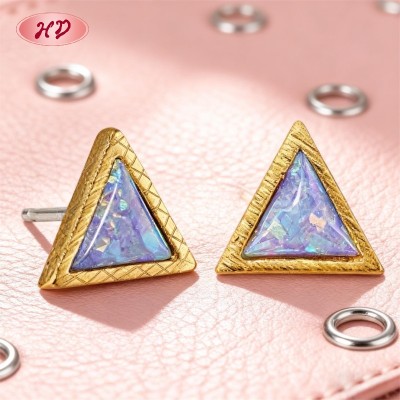 Románticos Aretes Triangulares | Aretes Chapados en Oro de 18k para San Valentín | Joyería para Mujer