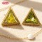 18K Gold Plated Green Zircon Triangle Stud Earrings | Office Commuter Jewelry Wholesale | Women's Earring for Gift Daily