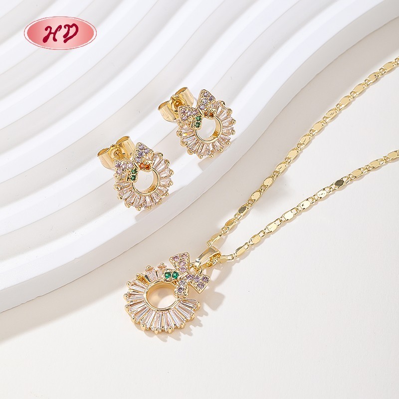 Bow Design Earrings and Necklace for Casual & Office