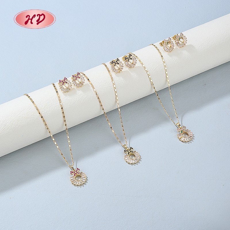 Trendy 18K Gold Plated Jewelry Set | Multicolor Zircon Bow Design | Ideal for Parties, Weddings & Gift Giving