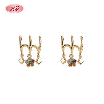 Chic 18K Gold Plated Earrings | Colorful CZ with Flower & Star Charms | Valentine's Day & Mother's Day Gifts by HD