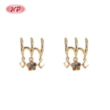 Chic 18K Gold Plated Earrings | Colorful CZ with Flower & Star Charms | Valentine's Day & Mother's Day Gifts by HD