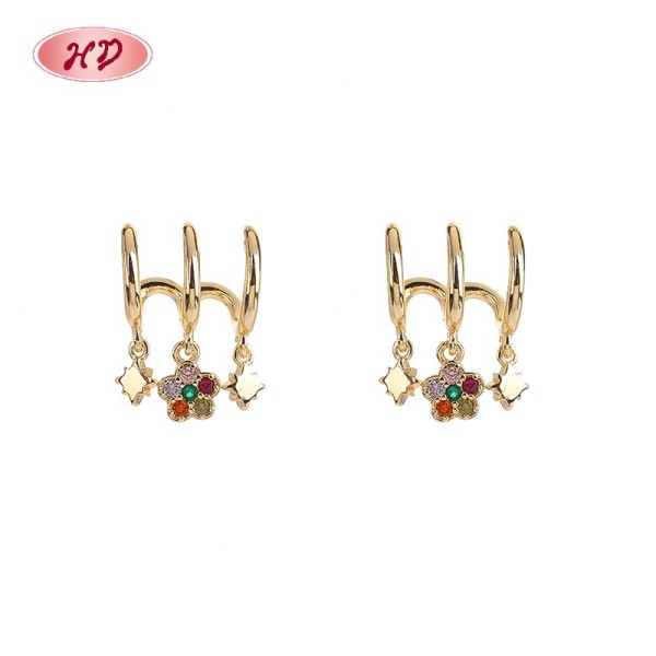 Elegantes pendientes chapados en oro de 18 quilates con colores CZ | Regalo de San Valentín y Día de la Madre por HD