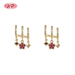 18K Gold Plated Colorful Flower Earrings | Stud Earrings with Copper Alloy | Gift and Party Use by Hengdian Jewelry