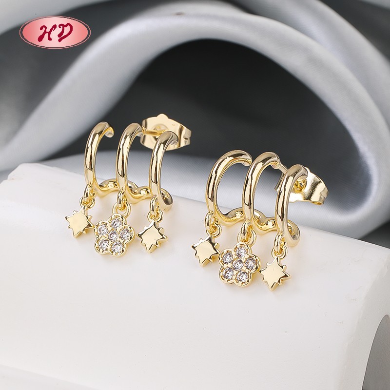 Hengdian Jewelry Classic Earrings | 18K Gold Plated and Copper Alloy | Women's Jewelry for Office and Career in Bulk