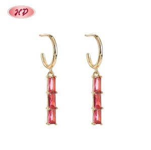 Vintage Jewelry Wholesale | 18K Gold Plated Geometric Earrings with Black Zircon for Women | Engagement and Wedding