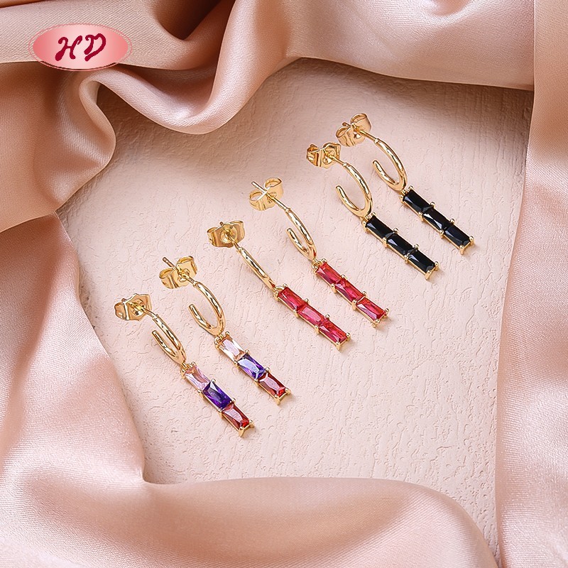 Joyería para mujeres al por mayor | Pendientes geométricos chapados en oro de 18 quilates | Joyería de moda para boda