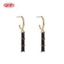Vintage Jewelry Wholesale | 18K Gold Plated Geometric Earrings with Black Zircon for Women | Engagement and Wedding