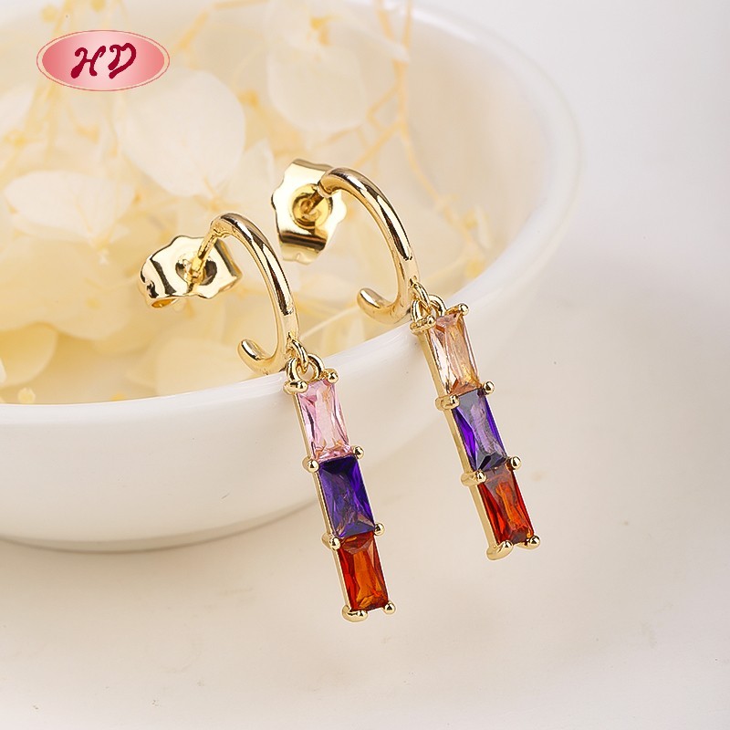 Joyería para mujeres al por mayor | Pendientes geométricos chapados en oro de 18 quilates | Joyería de moda para boda