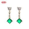 Aretes Vintage de Circonita Verde Cuadrada con Baño de Oro de 18K | Joyería de Regalo para Mujer con Aleación