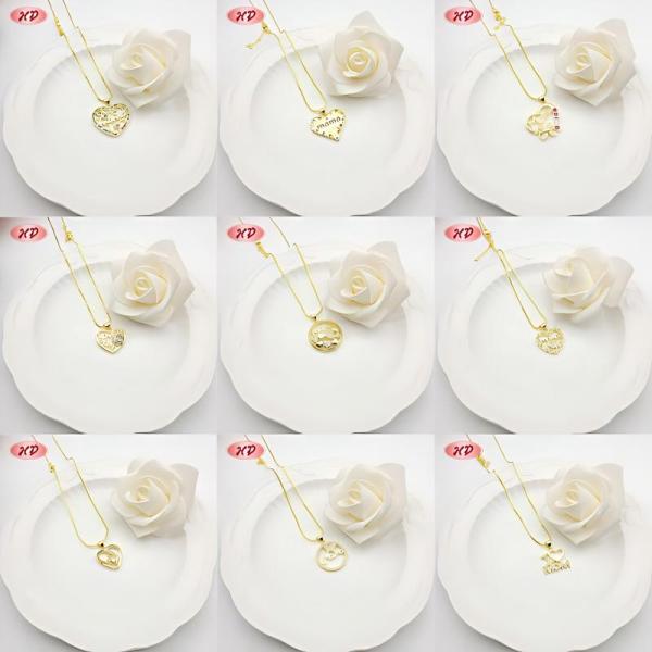 Collar de Mamá con Plata de Oro 18K y Péndulo de Corazón | Joyería de Cobre para Regalos de Aniversario y Cumpleaños