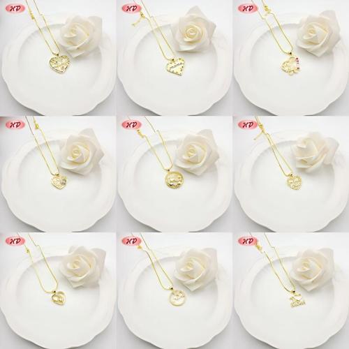 Delicate 18K Gold Plated Mama Necklace with CZ Heart Pendant | Copper Base Wholesale for Anniversary & Birthday Gifts