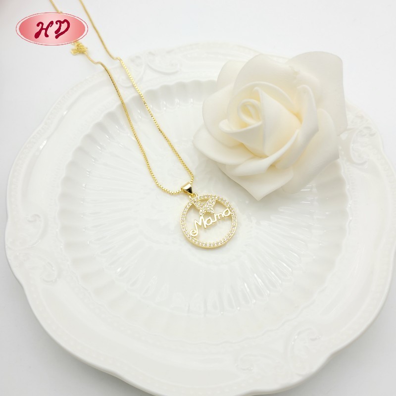 Feiner 18-karätiger Goldverzehr-Mama-Halskette mit Herz-Antimon | Kupfer-Schmuck für Geburtstagsgeschenke 