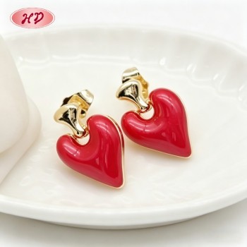 Romantic 18K Gold Plated Heart Earrings | Copper Alloy Jewelry for Valentine's Day | Anniversary Gifts for Women