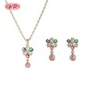 Collar y pendientes florales chapados en oro de 18 quilates | Conjunto de joyas de aleación de cobre con circonitas