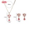18K Gold Plated Floral Necklace Earring | Copper Alloy Zircon Pearl Jewelry Set | Hendgian Jewelry Bulk Supply for Women