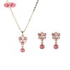 Collar y pendientes florales chapados en oro de 18 quilates | Conjunto de joyas de aleación de cobre con circonitas