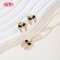 18K Gold Plated Copper Alloy Zircon Bow Shaped Necklace Earring Jewelry Set | Classic Jewelry for Daily Casual Wear