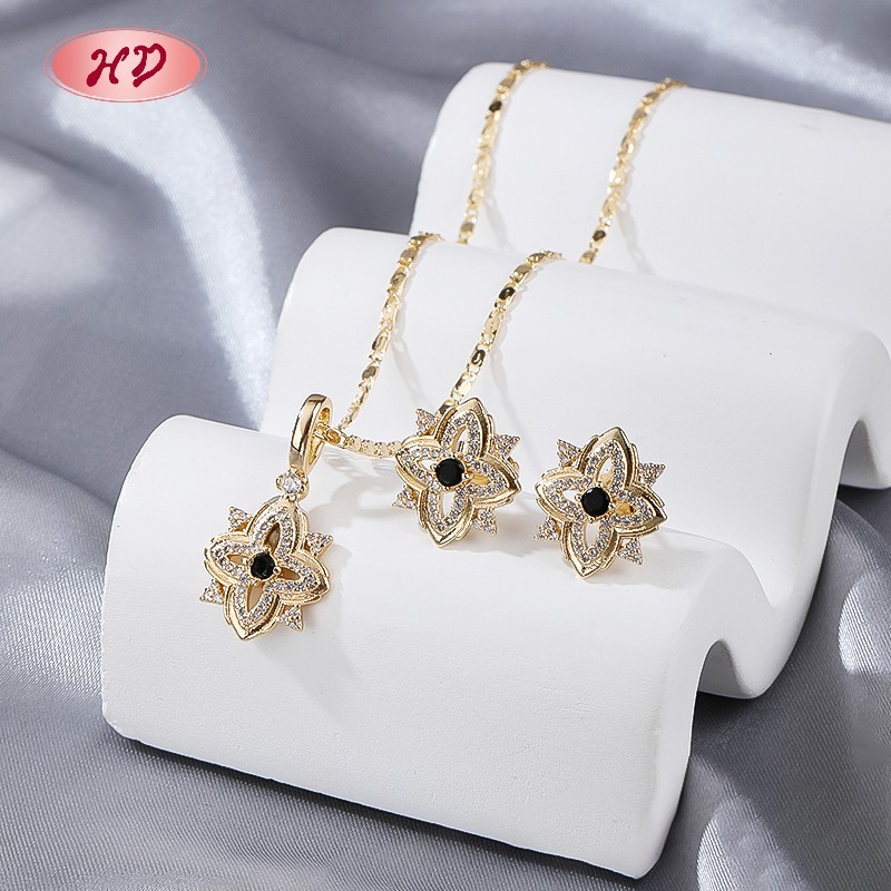 18K Gold Plated Copper Alloy Necklace Earring