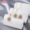 18K Gold Plated Copper Alloy Four Leaf Clover Zircon Necklace Earring | Jewelry Set Bulk Supply for Women | Casual Wear