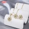 18K Gold Plated Copper Alloy Four Leaf Clover Zircon Necklace Earring | Jewelry Set Bulk Supply for Women | Casual Wear