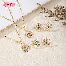 Halskette und Ohrringe aus 18-karätig vergoldeter Kupferlegierung | Schmuckset für Damen | Modeschmuck für den Alltag