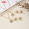 18K Gold Plated Copper Alloy Four Leaf Clover Zircon Necklace Earring | Jewelry Set Bulk Supply for Women | Casual Wear