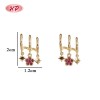 Boucles d'oreilles puces tendance plaquées or 18 carats | Bijoux floraux en zircon rouge pour les fêtes et le quotidien